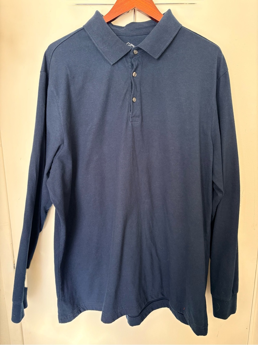 St Johns Bay Long Sleeve Polo Shirt Mens XXL Dark Blue Collared Casual Shirt